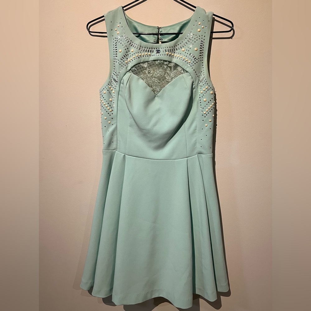 Mint Green Embellished Dress By Guess